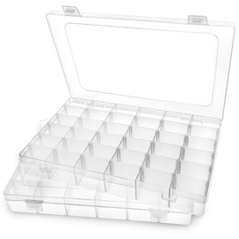 Egaageoi 2-Pack 36-Grid Clear Organizer Boxes with Adjustable Dividers – Jewelry Storage and Bead Organizer for Home Use, Travel, Crafting, Small Item Storage, Ideal for Hobbyists, Parents, Collectors
