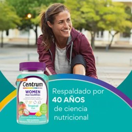 Centrum Women MultiGummies Vitaminas C D3 B12 Biotina y Zinc para Energía Inmunidad y Belleza Sabor Tropical Natural Sin Gluten ni Gelatina 100 Gomitas​