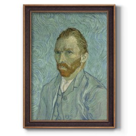 Renditions Gallery Abstract Home Decor Bronze & Gold Framed Artwork Van Gogh self-portrait Wall Hanging Canvas Paintings for Bedroom Dining Living Room Office Home Kitchen Wall Decor - 21"X25"