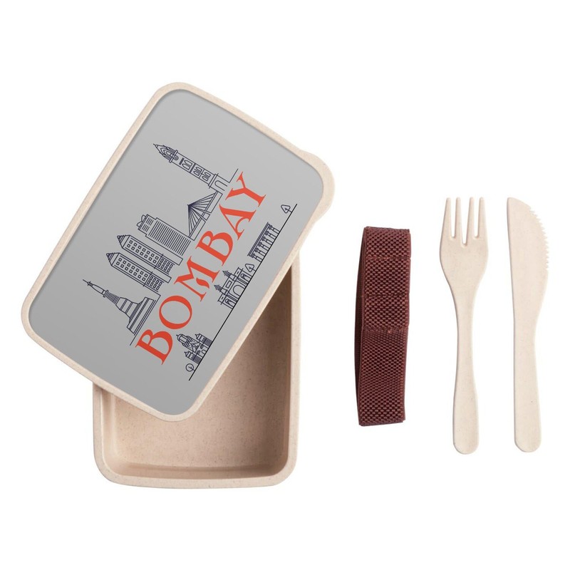 Fabulous Lunch Box Lunch Box with Cutlery Grey Bombay Minimalist