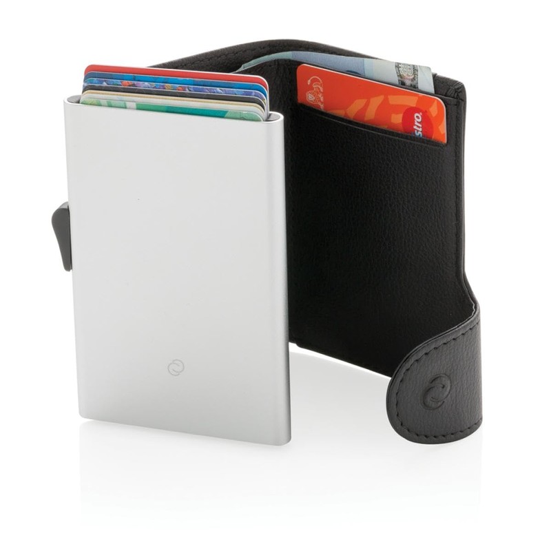 C-secure Card Holder in Black Faux Leather RFID NFC Blocker