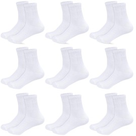 srclo Boys Girls 9 Pairs Sports Crew Socks Kids White Black Grey Ankle School Athletic Cotton Sock 6-12 Years