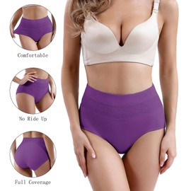 Xaanelr Women's Underwear Cotton Tummy Control High Waisted Underwear Soft Breathable Full Coverage Panties Multipack (US, Alpha, 4X-Large, Multi - A01-8 Pack 03)