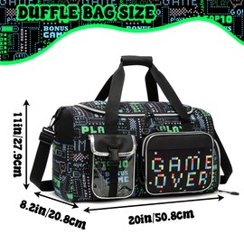 Sports Bag for Boys Kids Duffle Bag Boys Travel Overnight Bags for Kids Weekender Sleepover Bags for Boys with Shoe Compartment