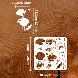 FINGERINSPIRE Layered Poppies Painting Stencil 30 x 30 cm Reusable Poppy Wild Flowers Drawing Template Plants Flowers Decor Stencil for Painting on Wood Wall Fabric Furniture