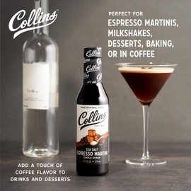 Collins Sea Salt Espresso Martini Syrup - Martini Mix Espresso Syrups for Cocktails Sea Salt Espresso Martini Gift - Cocktail Syrup 12.7oz Set of 1