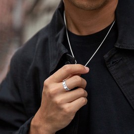 ChicSilver 6MM 925 Sterling Silver Mens Ring Round Cut AAA White Cubic Zirconia Engagement Ring Eternity Wedding Band for Men Size 13