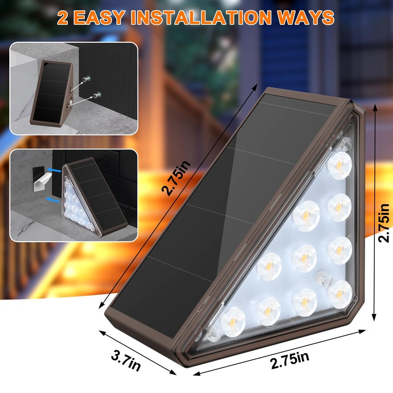 AUDLES 8 Pack Solar Stair Lights, Outdoor Step Lights with