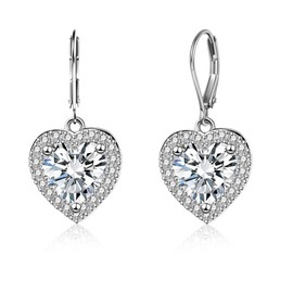 ALEXCRAFT Heart Glitter Earrings Gold Silver 925 Post Hanging with Zirconia Dangle Earrings for Women for Women Girlfriend Mum