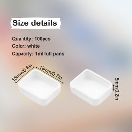 WANDIC Empty Watercolour Paint Pans 100 Pieces White 1ml Paint Pans Plastic Paint Cans for DIY Watercolor Oils Watercolor Pans Replacement