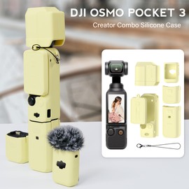 TYUANDOUER - Funda de bolsillo 3, funda protectora de silicona suave compatible con DJI Osmo Pocket 3 Creator Combo, protector de visualización ligero, accesorios de cubierta de agarre - Amarillo