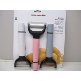 KitchenAid 3 piece peeler set white/glaze pink/storm gray