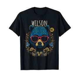 Wilson NC Fun Bear Wearing Glasses Flowers Design T-Shirt