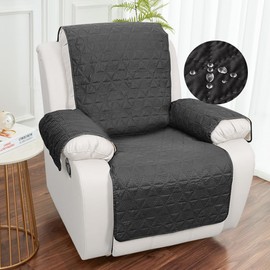 DUJUIKE Waterproof Armchair Protector Armchair Cushion with Armrests, Chair Protector Cover for Recliner Chair, Furniture Protection for Children, Dogs, Cats (Black, 1 Seater Recliner Chair)