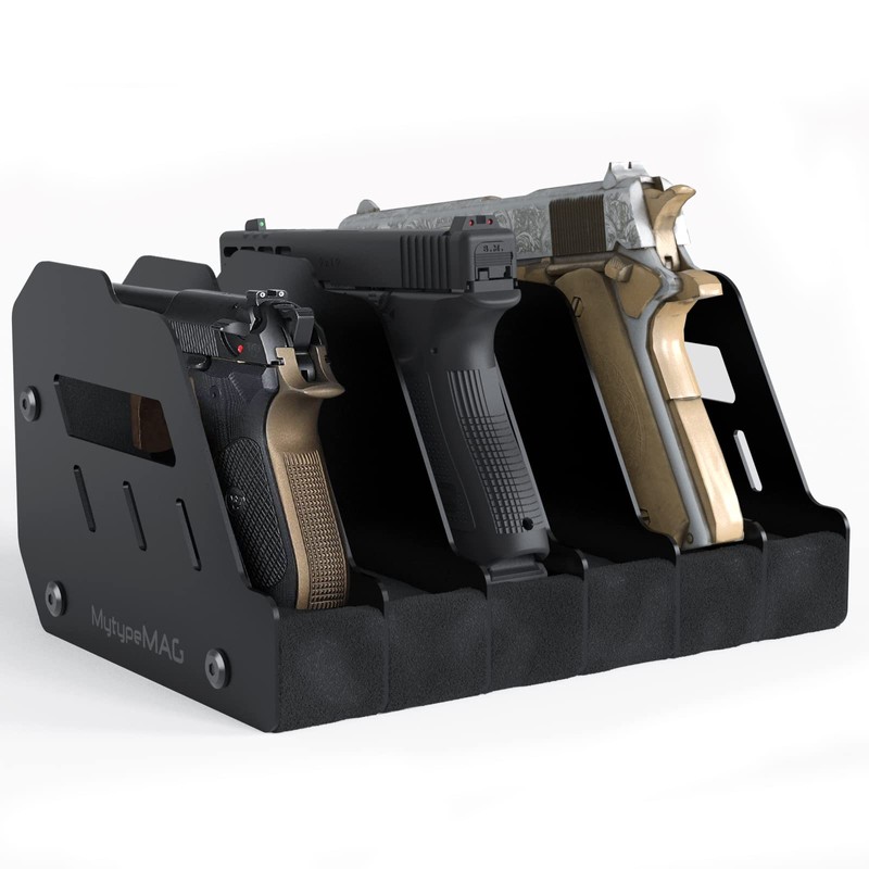 Gun Rack for 6 Handguns, Pistol Holder Organizer Accessories Gun
