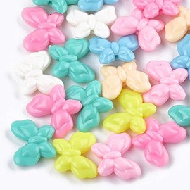 50 x Acrylic Pastel Color Mix Butterfly Beads Charms Fun Kids Crafts 18x21x6mm by Byndgreenstore