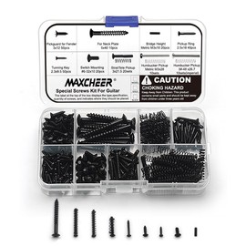 MAXCHEER 270pcs Guitar Screw Kit,Telecaster Kit, Pickguard Screws,Switch Plate Screws,Tuner,Machine Head, Neck Plate,Pickup,Bridge, Guitar Repair Parts for Fender/Tele/Strat/Sq (Black)