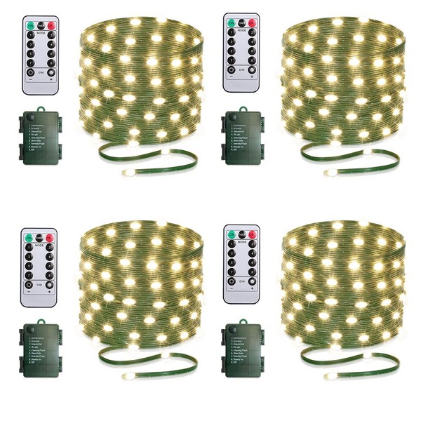 KepStars Battery Operated String Lights (4 Pack), 16.5ft 50 LED