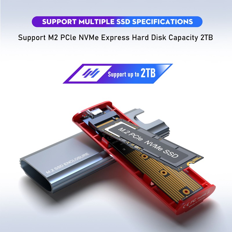 M.2 NVME SSD Enclosure 10Gbps High Speed Transmission PCIe NVMe
