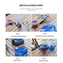 Camping Windproof Gas Stove, 6800w Portable Three-burner Gas Stove, Foldable Adjustable Camping Gas Stove Backpacking Stove, Portable Outdoor Camping Furnace for Hiking Camping Picnic