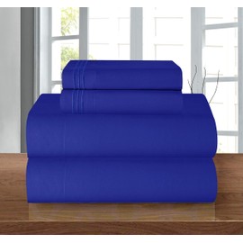 Elegant Comfort Luxury 1500 Premium Hotel Quality Microfiber 4-Piece Sheet Set - Wrinkle Resistant, All Around Elastic Fitted Sheet, Deep Pocket up to 16", Twin/Twin XL, Royal Blue