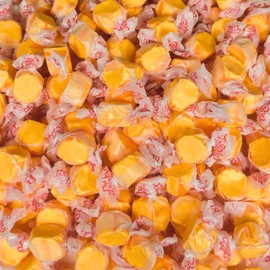 Premium Orange Saltwater Taffy Chewy Candy Sweet Citrus Flavor Bulk 1 Lb Bag 60+ Pieces Individually Wrapped, Nut & Gluten Free Treats (16-Oz)