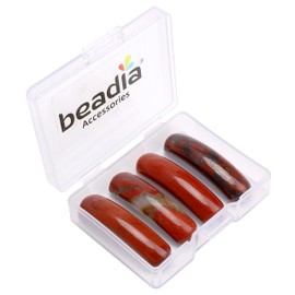 BEADIA - abalorio de piedra roja curvadas naturales de 36 x 10 mm, 4 piezas para hacer pulseras y joyas
