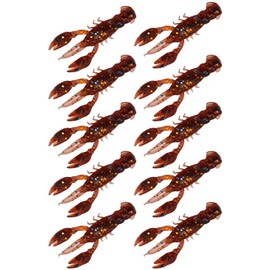 10PCS Fishing Soft Plastic Lures, Soft Fishing Lure Crawfish Bait Lifelike Shrimp Crayfish Swimbait for Freshwater Saltwater Bass (Brown)