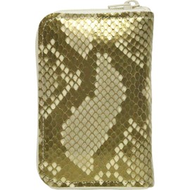 Berkut Thin Gold Dyed Diamond Python Coin Purse, YKK Coin Case, Gold, Card Storage, Palm Size, gold