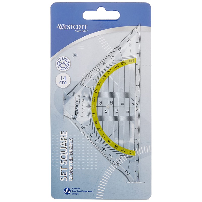 Westcott Geometric Triangle Plastic Transparent Flexible/Break-Proof (E-10132 00) 14 cm