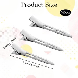 Giantree 30-Pack Metal Duckbill Clips, Styling Partition Curling Clips, 5.5cm Silver Hair Clip, Metal Crocodile Leather Curling Clip for Styling Partitions Suitable for Women Girls Salon Bow DIY