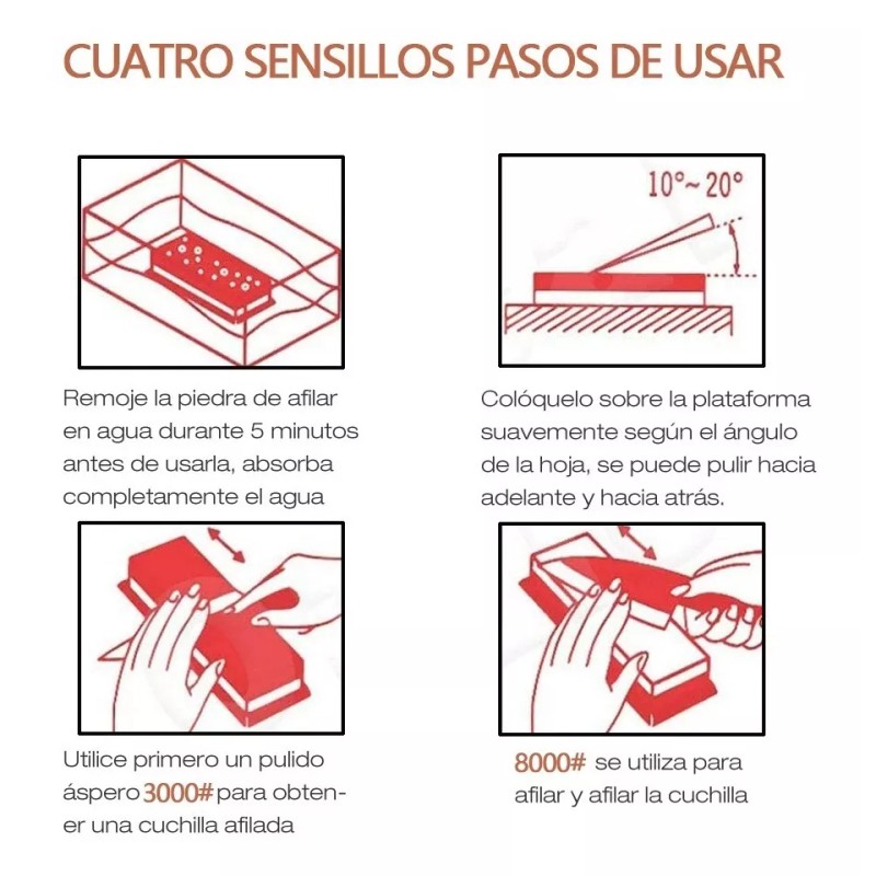Veool Piedra De Afilar Grindstone De Doble Lado 3000/8000