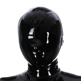 Black Latex Mask, Rubber Hooded Masks with Nose Opening Only, Unisex, Party, Cosplay, Masquerade Ball Costumes, XXL