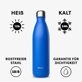 Qwetch - Originals Stainless Steel Insulated Flask 750 ml Majorelle Blue - Thermos Flask 24 Hours Cold & 12 Hours Hot - Leak-Proof, BPA-Free, Reusable - Perfect for Sports, Travel, Office, Hiking
