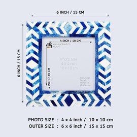 HANDICRAFTS HOME 4x4 Photo Picture Frames, Art Wall Hanging Décor - Taj-Blue