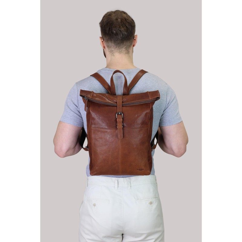 Gusti Valja Leather Backpack for Men and Women, Laptop Bag,