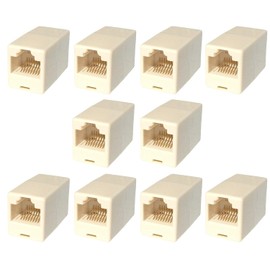 rhinocables - Cat5e RJ45 Ethernet Coupler | Female to Female Connector | Easy Plug & Play | Gold-Plated Contacts for Enhanced Connectivity | Neutral Beige, 10 Pack