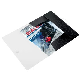 Leitz WOW Eckspannermappe aus Kunststoff, A4, Gummizugverschluss, Schwarz, WOW, 45990095