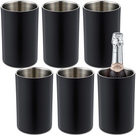 Potchen 6 Pack Wine Chiller Bucket Wine Bottles Cooler Bulk, Stainless Steel Double Wall Insulated Champagne Ice Bucket for Parties,Fits for 750 ml Bottles(Black)