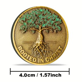Rooted In Christ Bible Verse Challenge Coin Colossians 2:6-7 Pocket Token 3PCS
