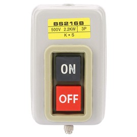 Oumefar BS216B Motor On Off Switch 3P Self-Locking On/Off Power Push Button Switch 110/220/380V 10A for Motors etc