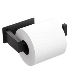 Auxmir Matte Black Toilet Paper Holder, Self Adhesive Toilet Roll Holder Wall Mount, Premium Thicken SUS304 Stainless Steel, Rustproof No Drilling Toilet Tissue Holder for Bathroom Kitchen Washroom RV