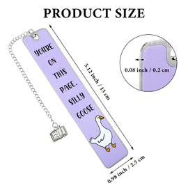 Bookmark Funny, 5-Inch Purple Bookmark, Metal Cute Book Marks, Bookish Bookmarks with Funny Silly Goose Patterns for Women, Men, Kids, and Book Lovers (Purple)