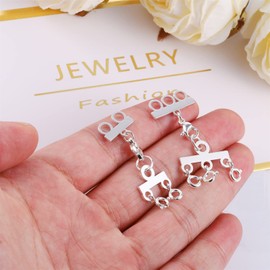 Pack of 2 Chains Layering Clasp - 2.3 Strands Layered Bracelets Necklace Connectors, Multi-Strand Jewellery Chain Clasp, DIY Multiple Strands Necklace Clasps, Stackable