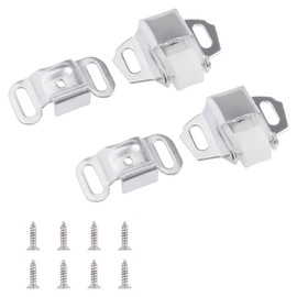 UFURMATE Mailbox Replacement Roller Catch Latch with Screws & Number Stickers 2 Sets Single Roller Wheel Spring Door Catch Latch for Cabinet Furniture Closet Drawer RV (Silver)