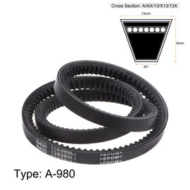 sourcing map 13x980 Cogged V-Belts AX Section Drive Raw Edge Belt 980mm Inner Girth 13mm Width 8mm Thickness EPDM for Power Transmission