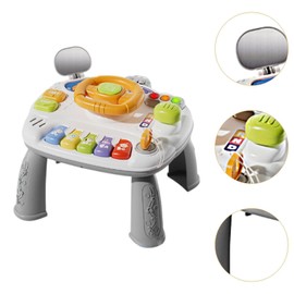 MagiDeal Baby Activity Table Musical Toys Detachable Leg Interactive Toys Turn Signals Steering Wheel Toy for Boys Birthday Gifts Kids, Gray