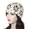 ZLYC Women's Crochet Cotton Beanie Hat, beige