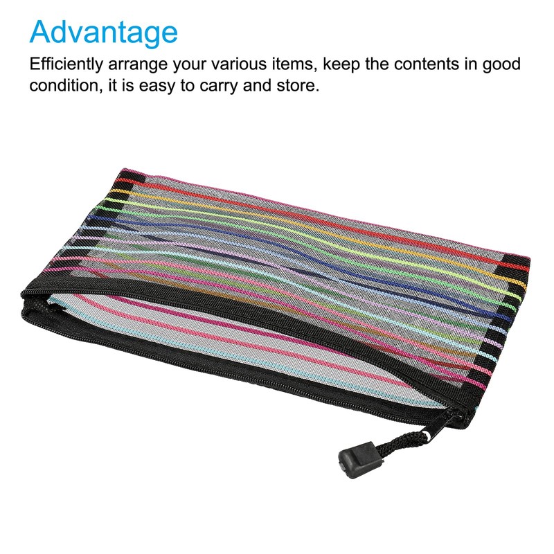 sourcing map Pack of 6 Mesh Zipper Pockets B6 Colourful