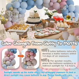 LumaZoa 158pcs Gender Reveal Balloons Arch Kit, Dusty Pink Blue Gold Sand White for Gender Reveal Boho Bridal Bear Birthday Party Supplies Boy or Girl Baby Shower Decorations